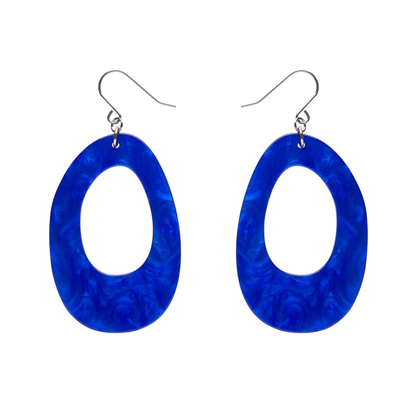 Erstwilder - Bold Hoop Ripple Drop Earrings - Navy Blue