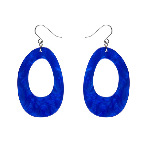 Erstwilder - Bold Hoop Ripple Drop Earrings - Navy Blue