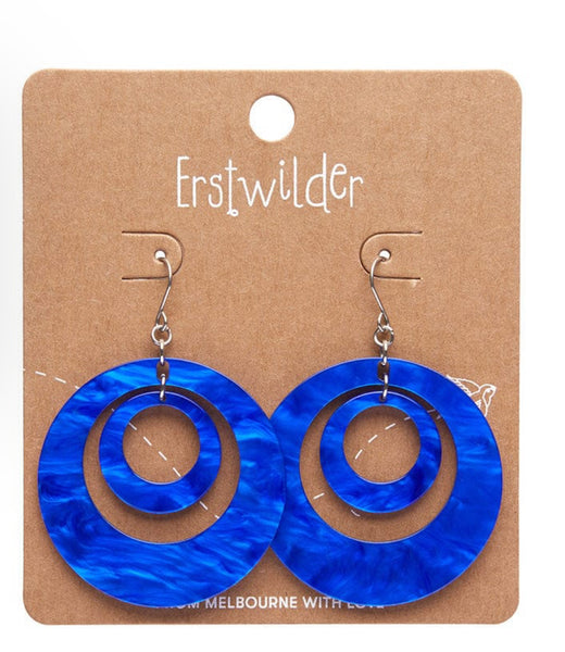 Erstwilder - Double Hoop Ripple Drop Earrings - Blue