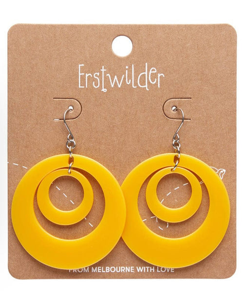 Erstwilder - Double Hoop Solid Drop Earrings - Yellow