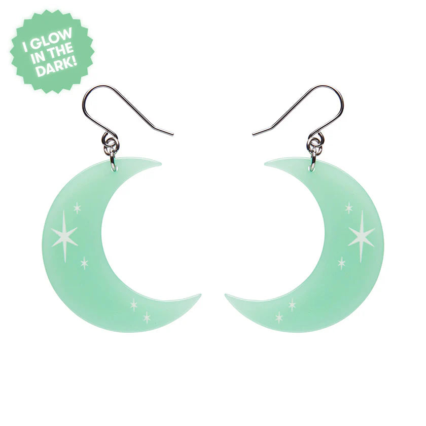 Erstwilder - Half Moon Drop Earrings - Glow in the Dark