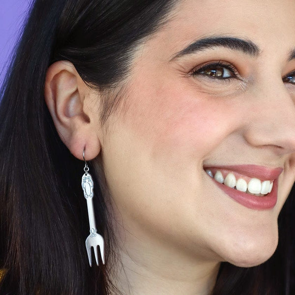 Erstwilder - Fork, Please! Drop Earrings - Silver  - Katherine Sabbath (2024)