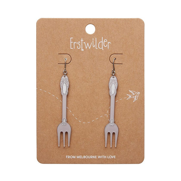 Erstwilder - Fork, Please! Drop Earrings - Silver  - Katherine Sabbath (2024)