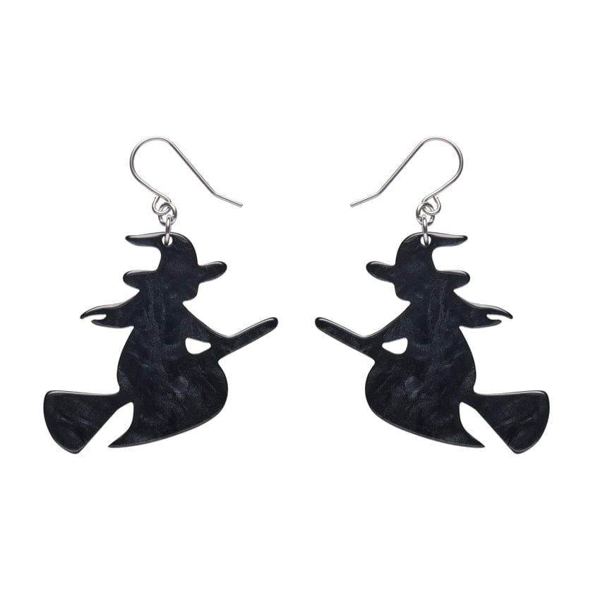 Erstwilder - Flying Witch Drop Earrings - Black - Haunted at Heart (2025)