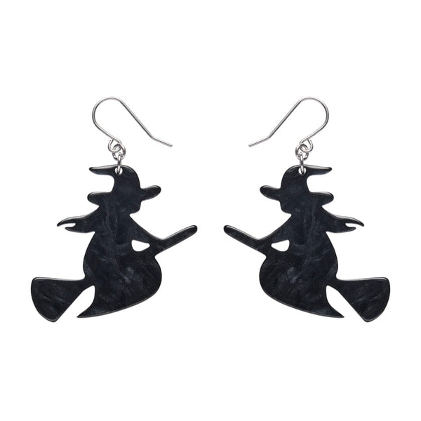 Erstwilder - Flying Witch Drop Earrings - Black - Haunted at Heart (2025)