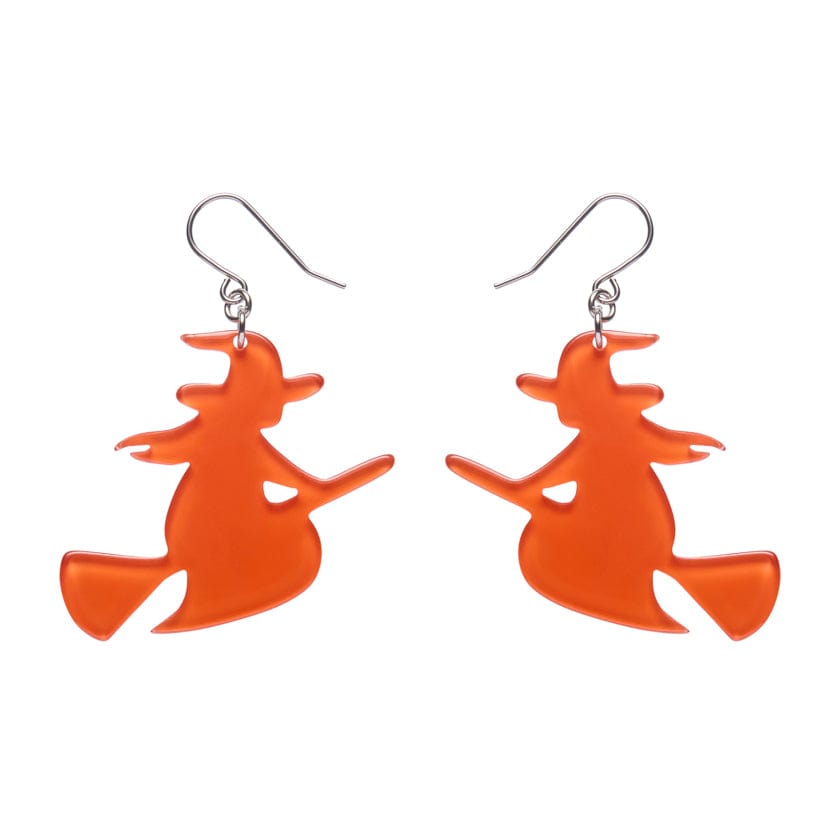 Erstwilder - Flying Witch Drop Earrings - Orange - Haunted at Heart (2025)