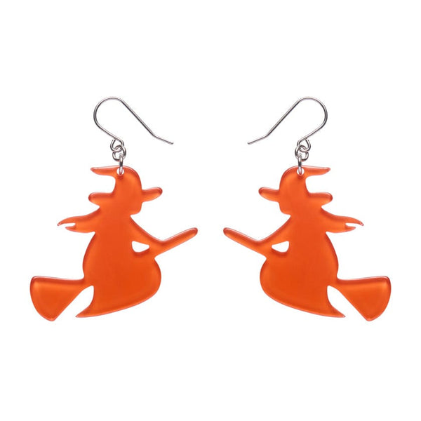 Erstwilder - Flying Witch Drop Earrings - Orange - Haunted at Heart (2025)