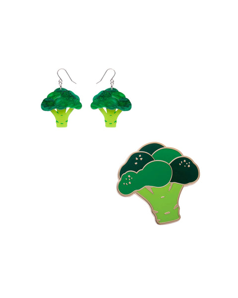 Erstwilder - Avocado Affair Brooch + Avocado Affair Drop Earrings + Brooc Star Brooch + Brocc Star Enamel Pin - In Praise of Veg (2025)