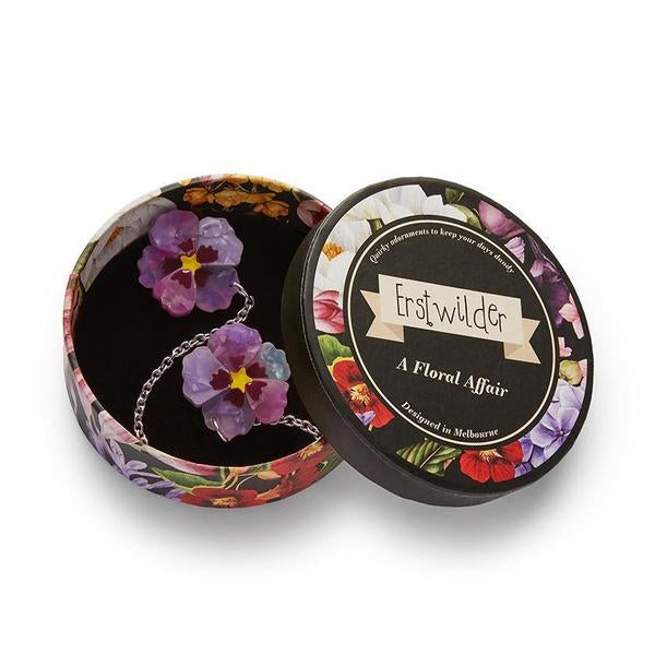 Erstwilder - Purple Prose Hollyhock Cardigan Clips - A Floral Affair (2021)