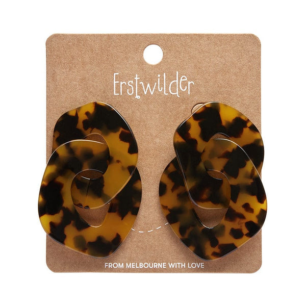 Erstwilder - Brown Tort Chunky Chain Earrings -  - Iris Apfel (2023)