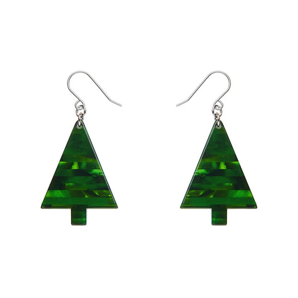 Erstwilder - Christmas Tree Stripe Glitter Drop Earrings - Green