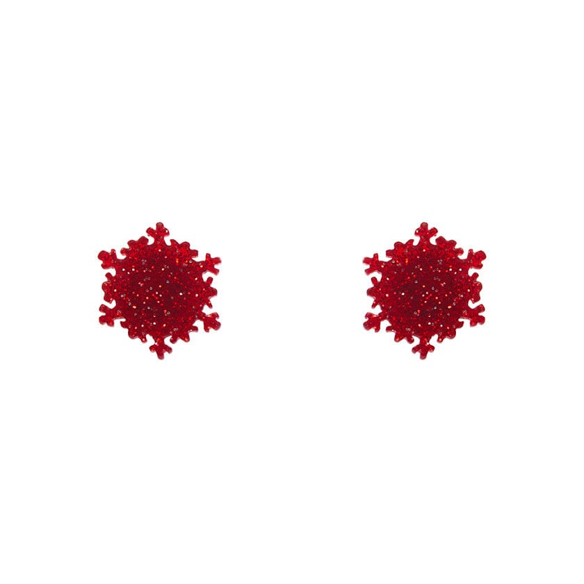 Erstwilder - Snowflake Ripple Stud Earrings - Red