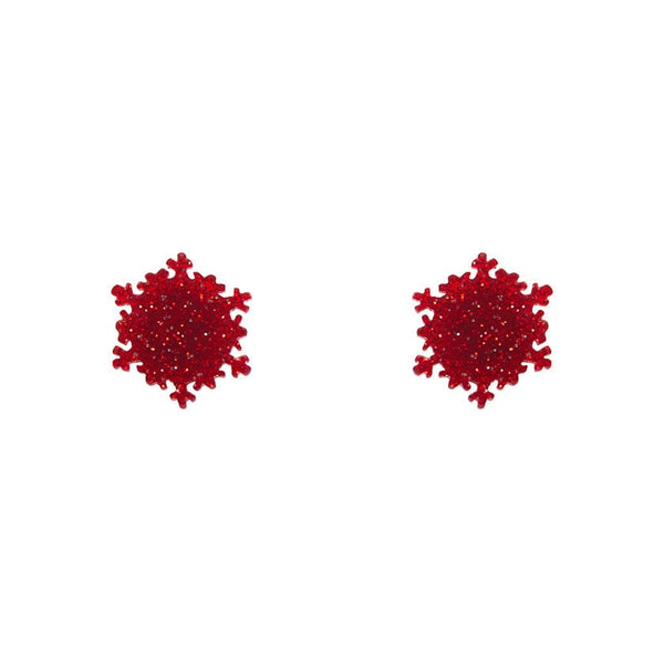 Erstwilder - Snowflake Ripple Stud Earrings - Red