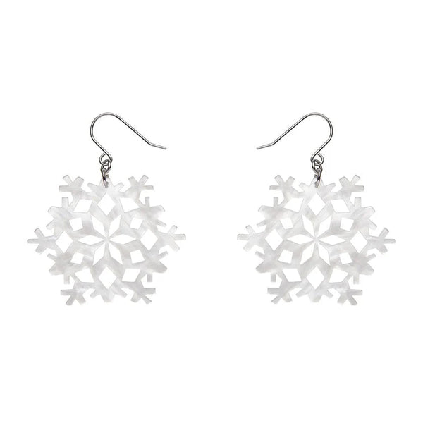 Erstwilder - Snowflake Ripple Drop Earrings - White