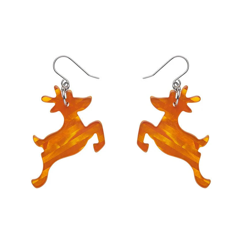 Erstwilder - Reindeer Glitter Stripe Drop Earrings - Orange