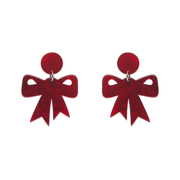 Erstwilder - Bow Ripple Resin Drop Earrings - Red