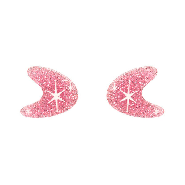 Erstwilder - Atomic Boomerang Glitter Stud Earrings - Pink