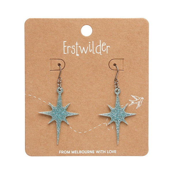 Erstwilder - Atomic Star Glitter Drop Earrings - Blue