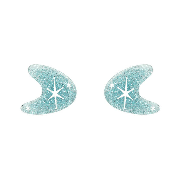 Erstwilder - Atomic Boomerang Glitter Stud Earrings - Blue