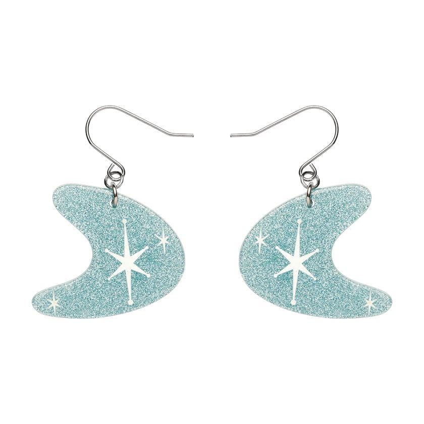 Erstwilder - Atomic Boomerang Glitter Drop Earrings - Blue
