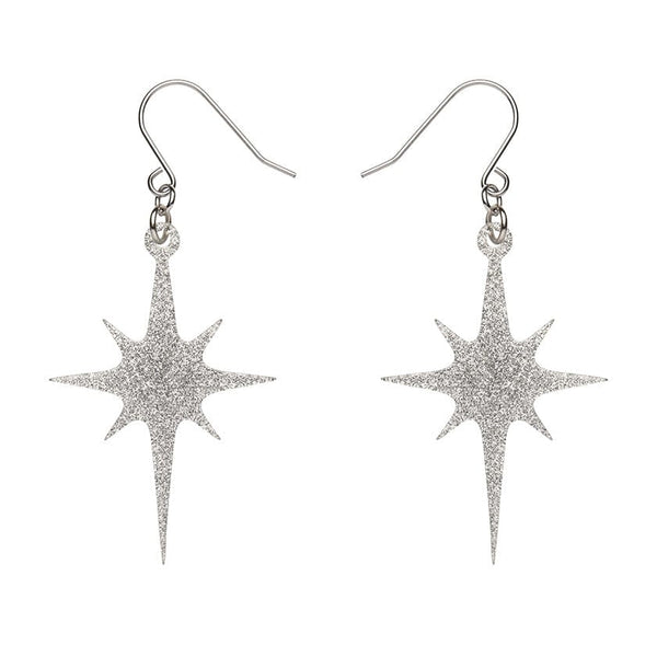 Erstwilder - Atomic Star Glitter Drop Earrings - Silver