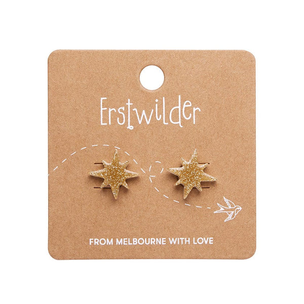 Erstwilder - Atomic Star Glitter Stud Earrings - Gold