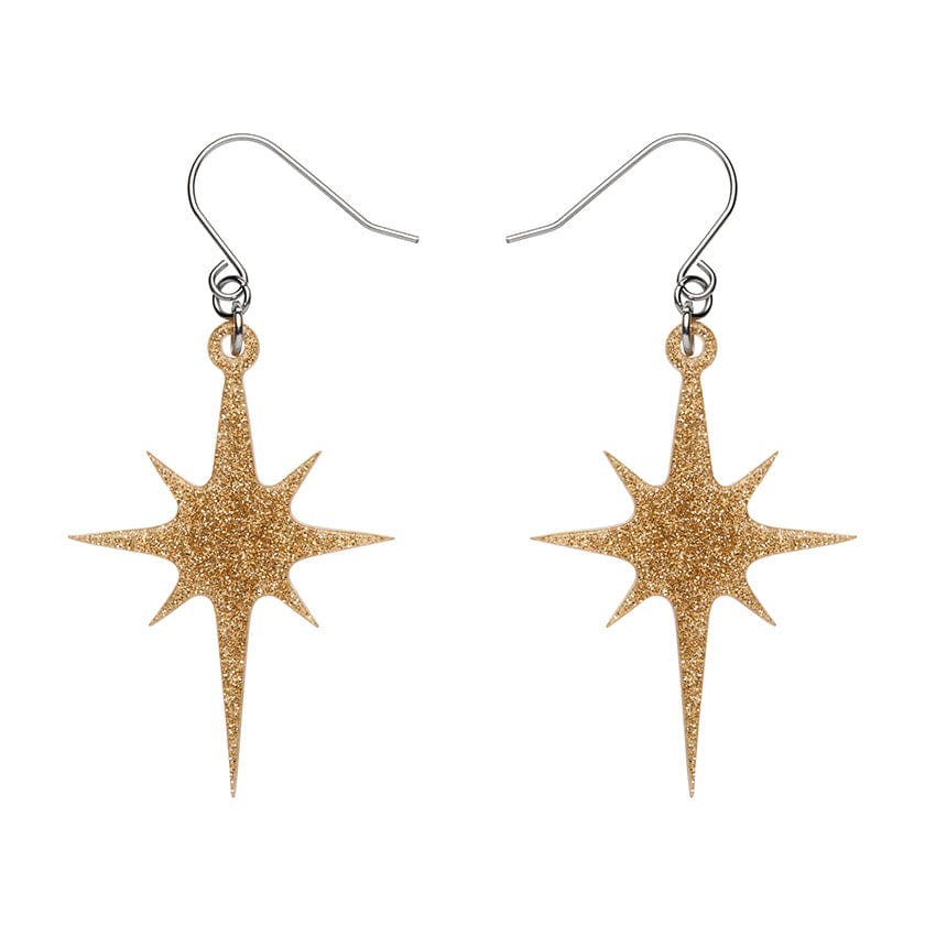 Erstwilder - Atomic Star Glitter Drop Earrings - Gold