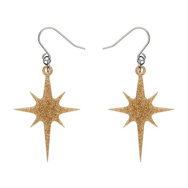 Erstwilder - Atomic Star Glitter Drop Earrings - Gold