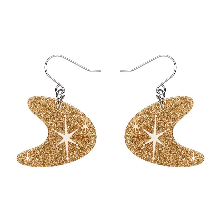 Erstwilder - Atomic Boomerang Glitter Drop Earrings - Gold