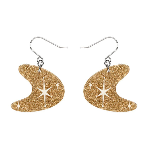 Erstwilder - Atomic Boomerang Glitter Drop Earrings - Gold