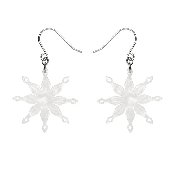 Erstwilder - Snowflake Ripple Drop Earrings - White