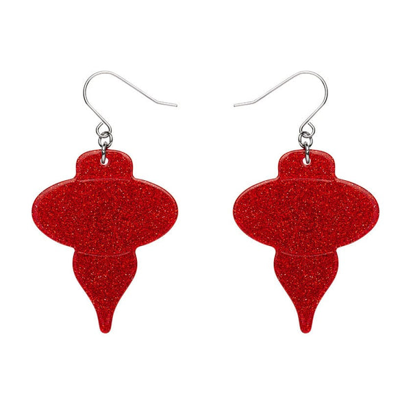 Erstwilder - Baubles Glitter Drop Earrings - Red
