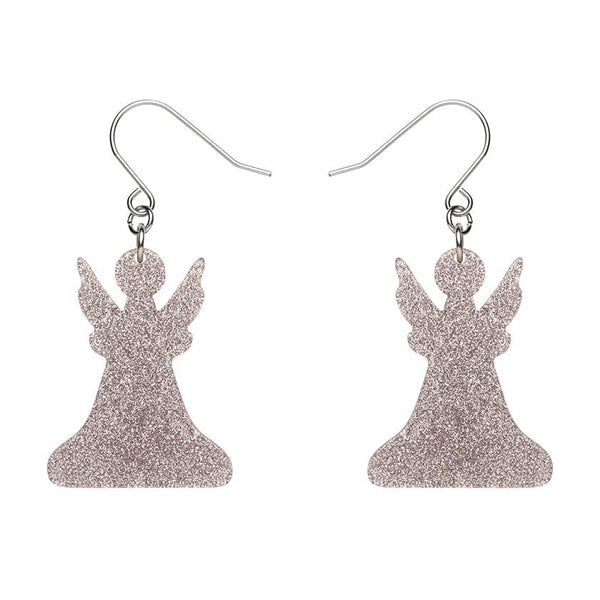 Erstwilder - Angel Glitter Drop Earrings - Silver