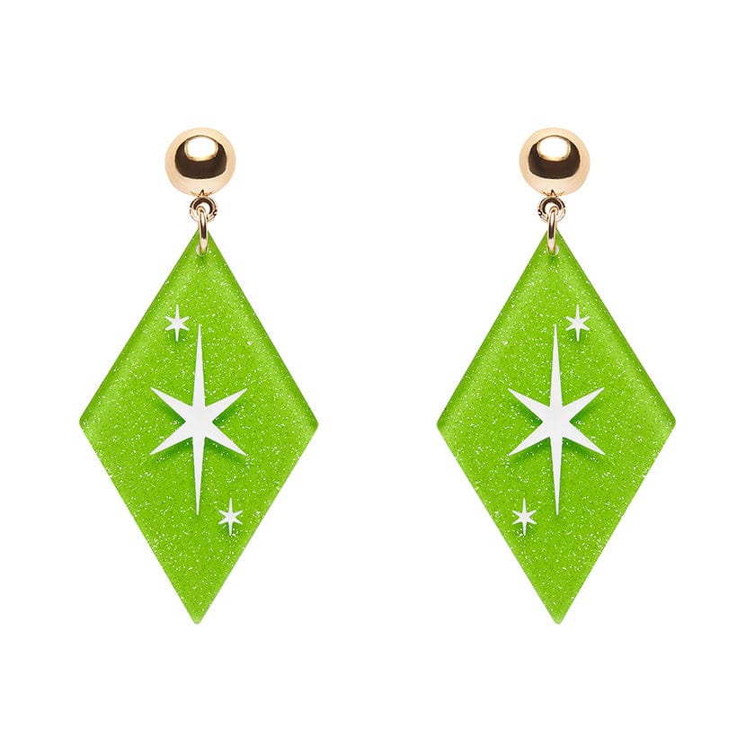 Erstwilder - Atomic Diamond Drop Earrings - Green
