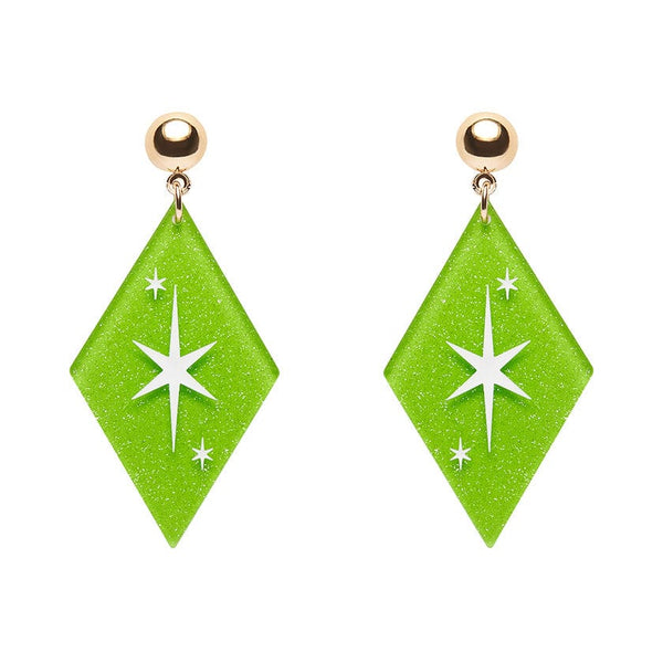 Erstwilder - Atomic Diamond Drop Earrings - Green