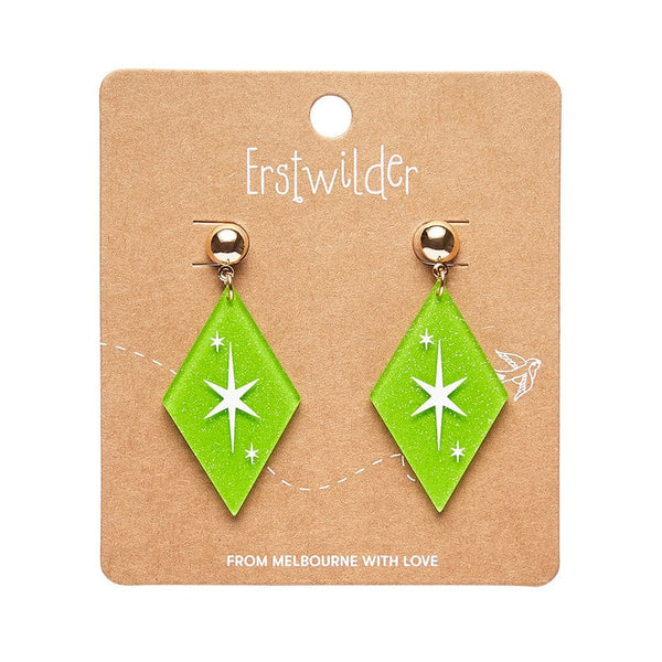 Erstwilder - Atomic Diamond Drop Earrings - Green