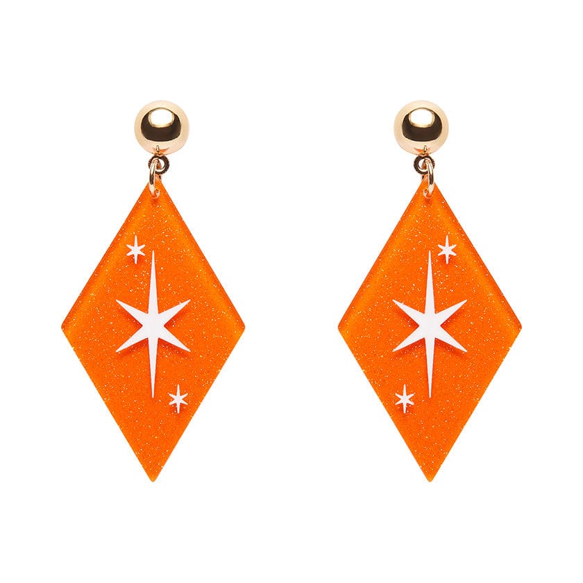 Erstwilder - Atomic Diamond Drop Earrings - Orange