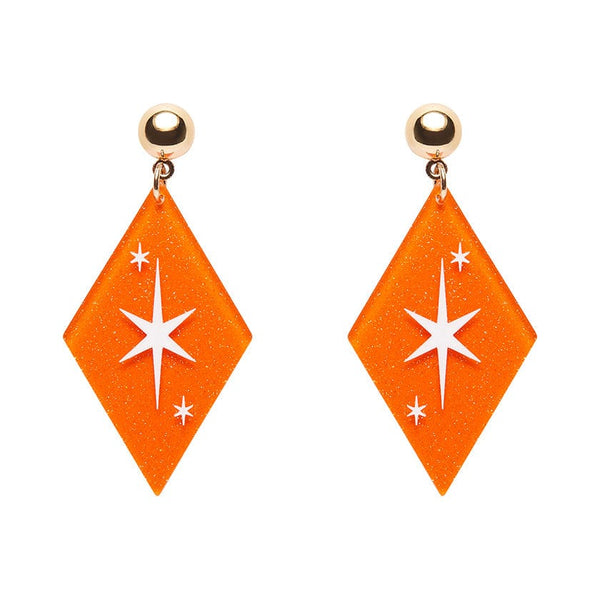 Erstwilder - Atomic Diamond Drop Earrings - Orange