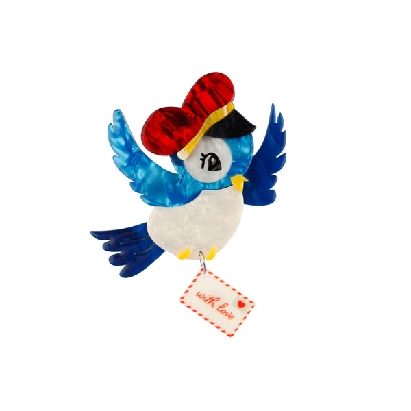 Erstwilder - Special Delivery Bluebird Valentine Brooch - Valentine's Day (2020)
