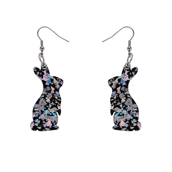 Erstwilder - Bunny Chunky Glitter Resin Drop Earrings - Holographic Silver