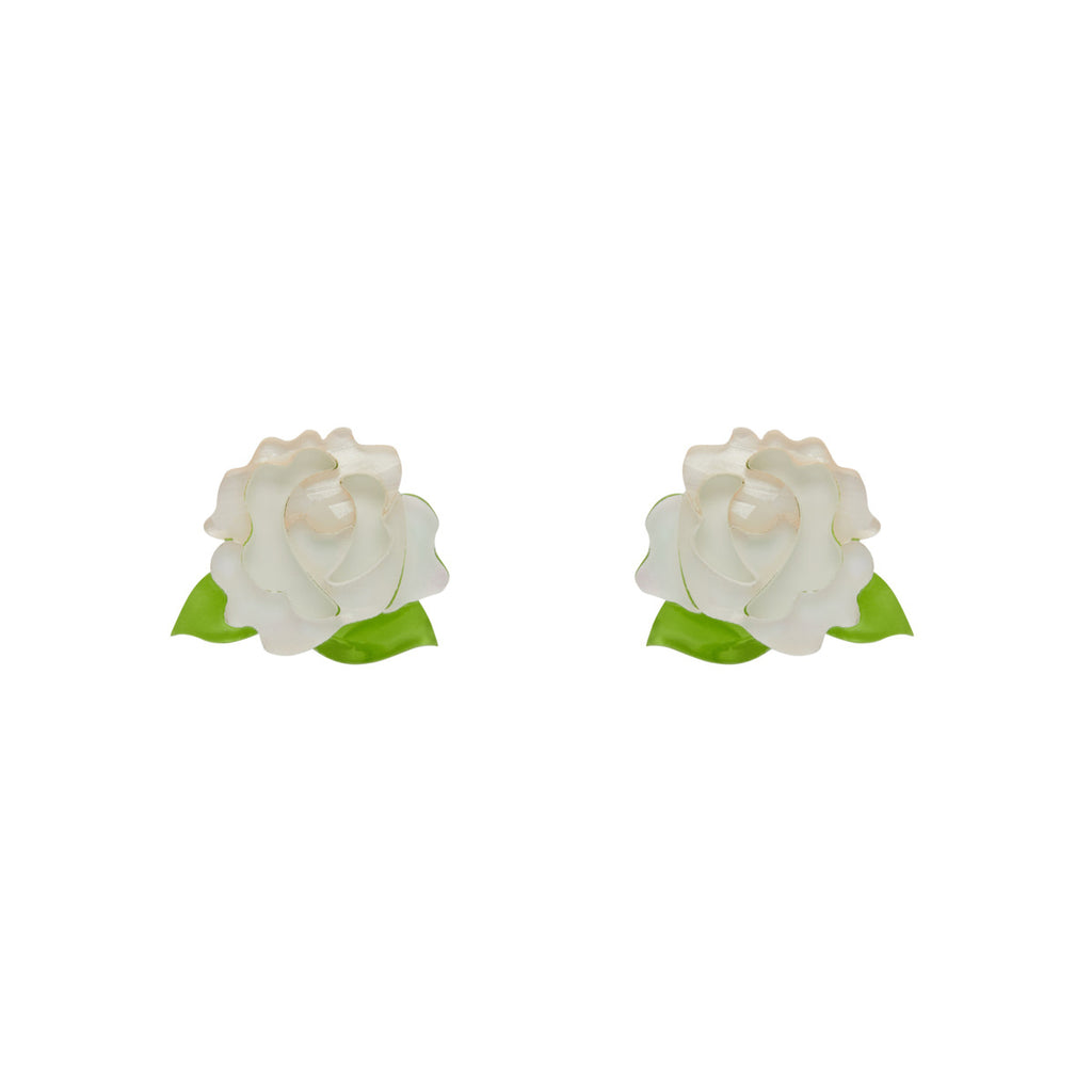 Erstwilder Juliet's Blooms White Rose Earrings - A Fuller Bloom (2019)