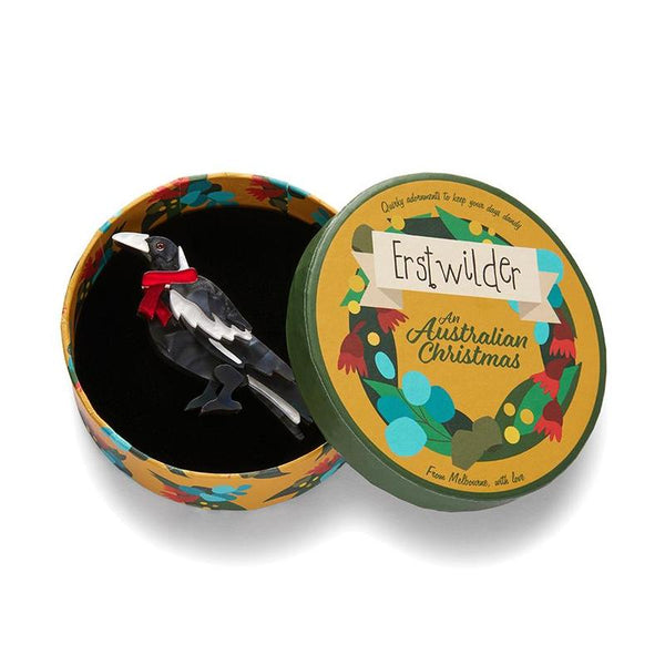 Erstwilder - Seasonal Song Bird Brooch - Magpie - Australian Christmas (2021)