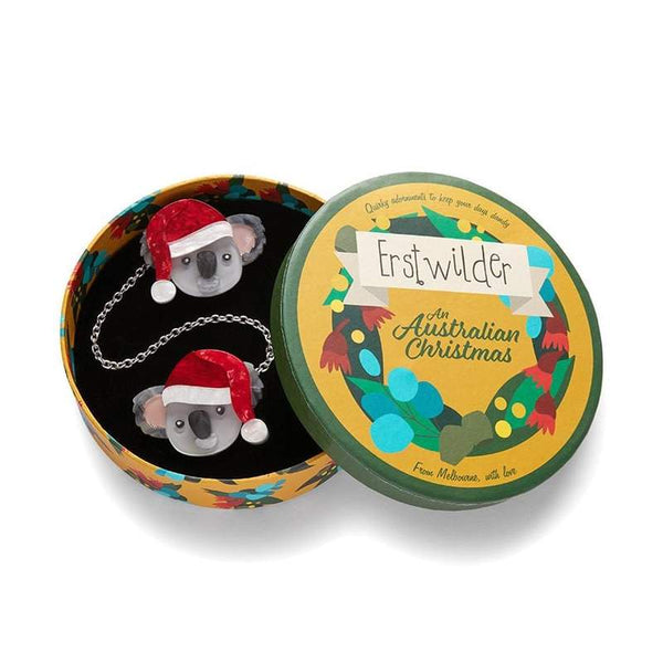 Erstwilder - Koala Claus Double Brooch Cardigan Clips - An Australian Christmas (2021)