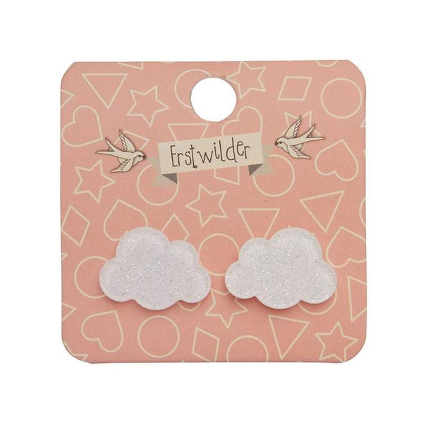 Erstwilder - Cloud Glitter Resin Stud Earrings - White