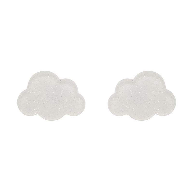 Erstwilder - Cloud Glitter Resin Stud Earrings - White