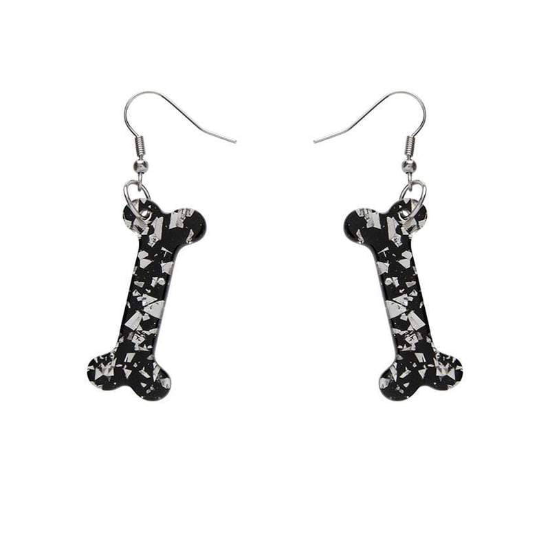 Erstwilder Bones Chunky Glitter Resin Drop Earrings - White