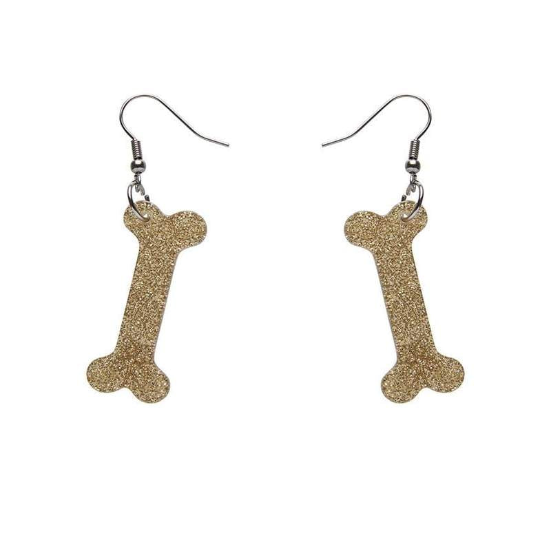 Erstwilder - Bones Glitter Resin Drop Earrings - Gold
