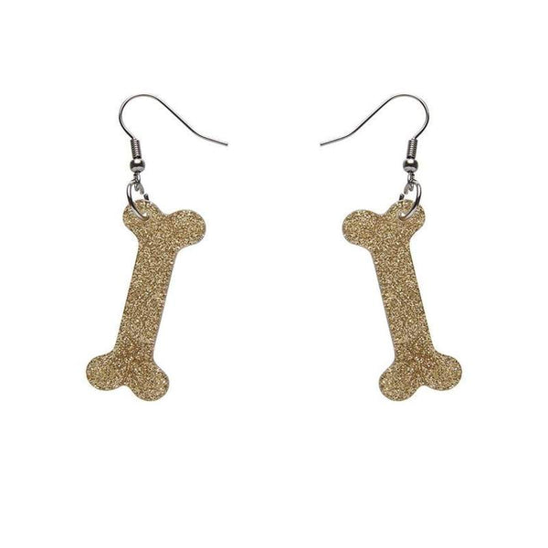 Erstwilder - Bones Glitter Resin Drop Earrings - Gold