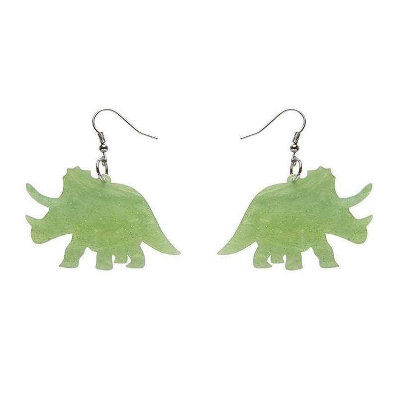 Erstwilder - Triceratops Ripple Glitter Earrings - Lime