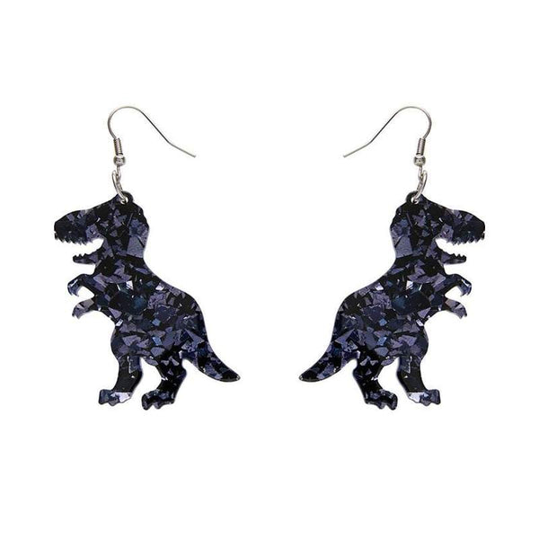 Erstwilder - Tyrannosaurus Chunky Glitter Resin Drop Earrings - Black